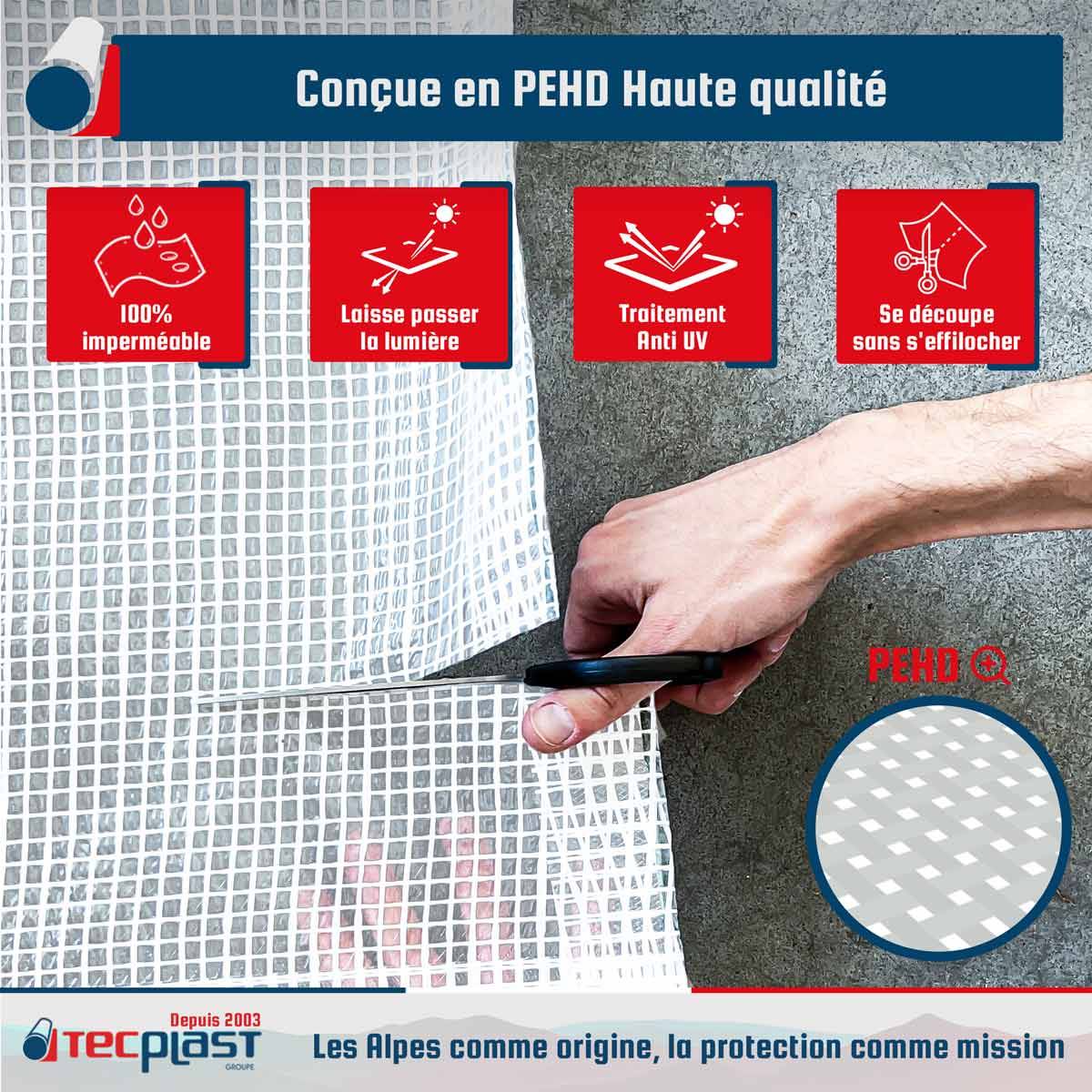 Bâche Transparente Armée 4x6 m - TR170MU - Bâche de Protection - Haute Qualité – Imperméable - Résistance Anti-UV TECPLAST - Image 3