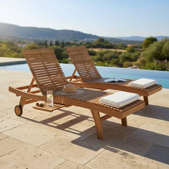 Bain de Soleil en teck massif Beverly - TECK'Attitude - Imagen 7