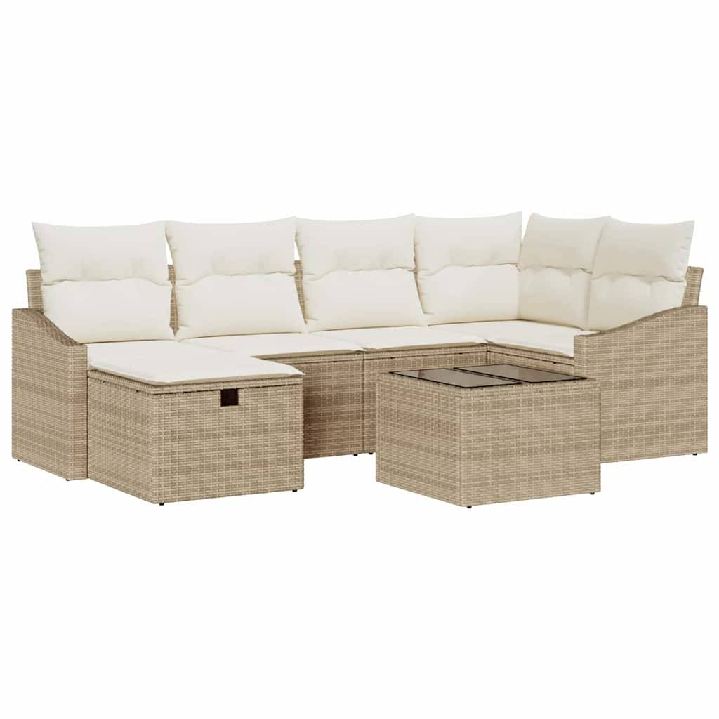 ComfortXL - Salon Bas Extérieur Polyrotin - 6 Modules avec Table de Jardin Carrée - Beige – ComfortXL Outdoor Living - Image 2