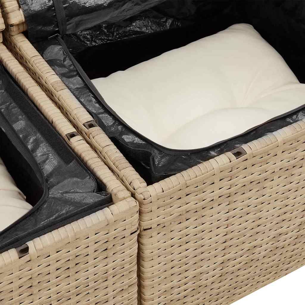 ComfortXL - Salon Bas Extérieur Polyrotin - 6 Modules avec Table de Jardin Carrée - Beige – ComfortXL Outdoor Living - Image 9