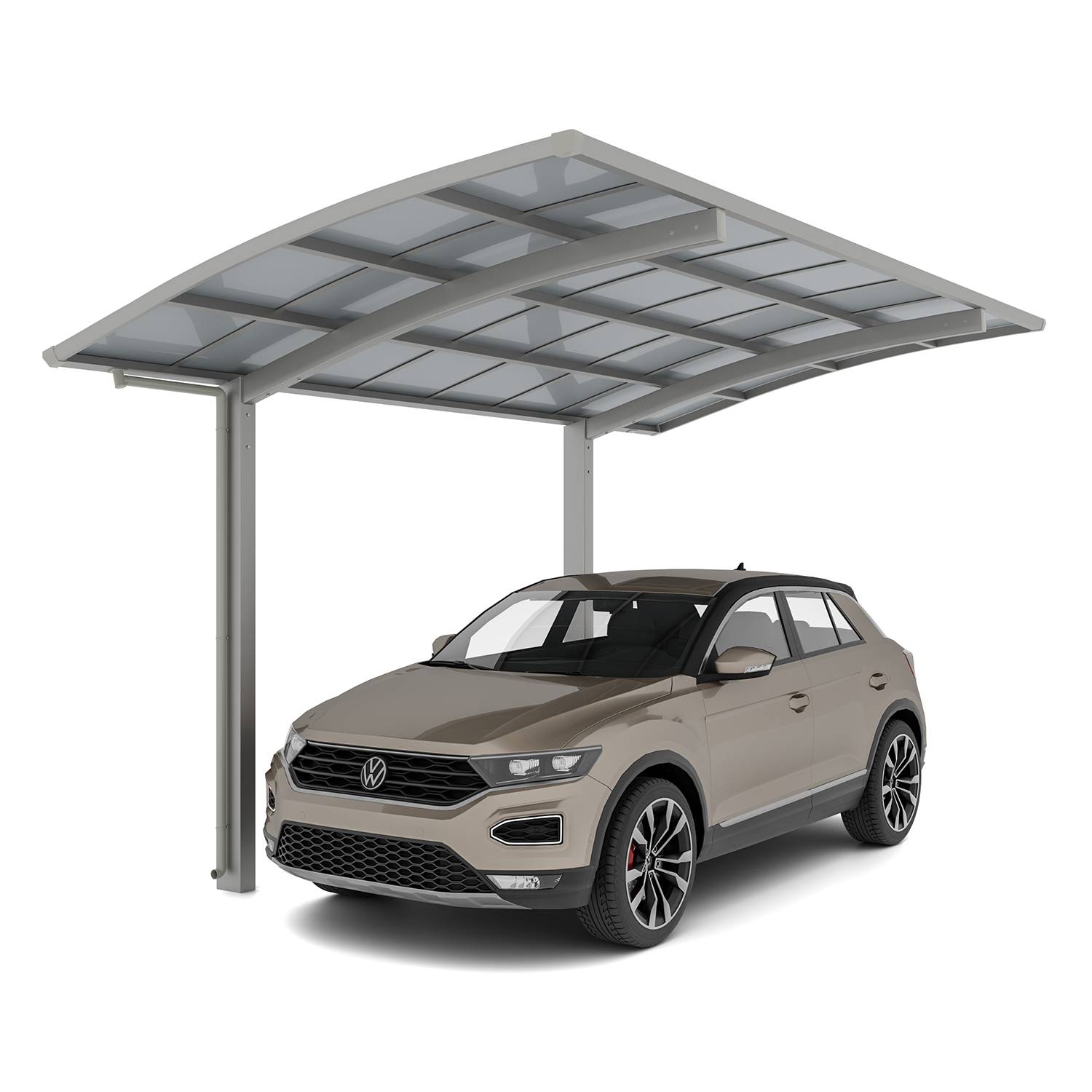 Carport PORTOFORTE Elargi XL + rallongé (16,74m²) Type 60 (charge toiture 75kg/m²) Inox Brillant - XIMAX - Image 1