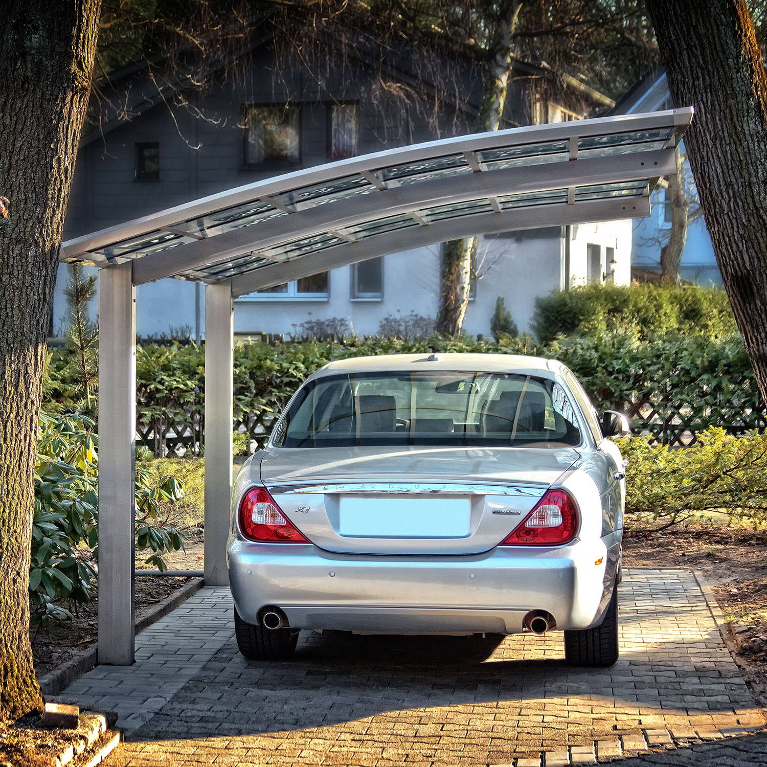 Carport PORTOFORTE Elargi XL + rallongé (16,74m²) Type 60 (charge toiture 75kg/m²) Inox Brillant - XIMAX - Image 3