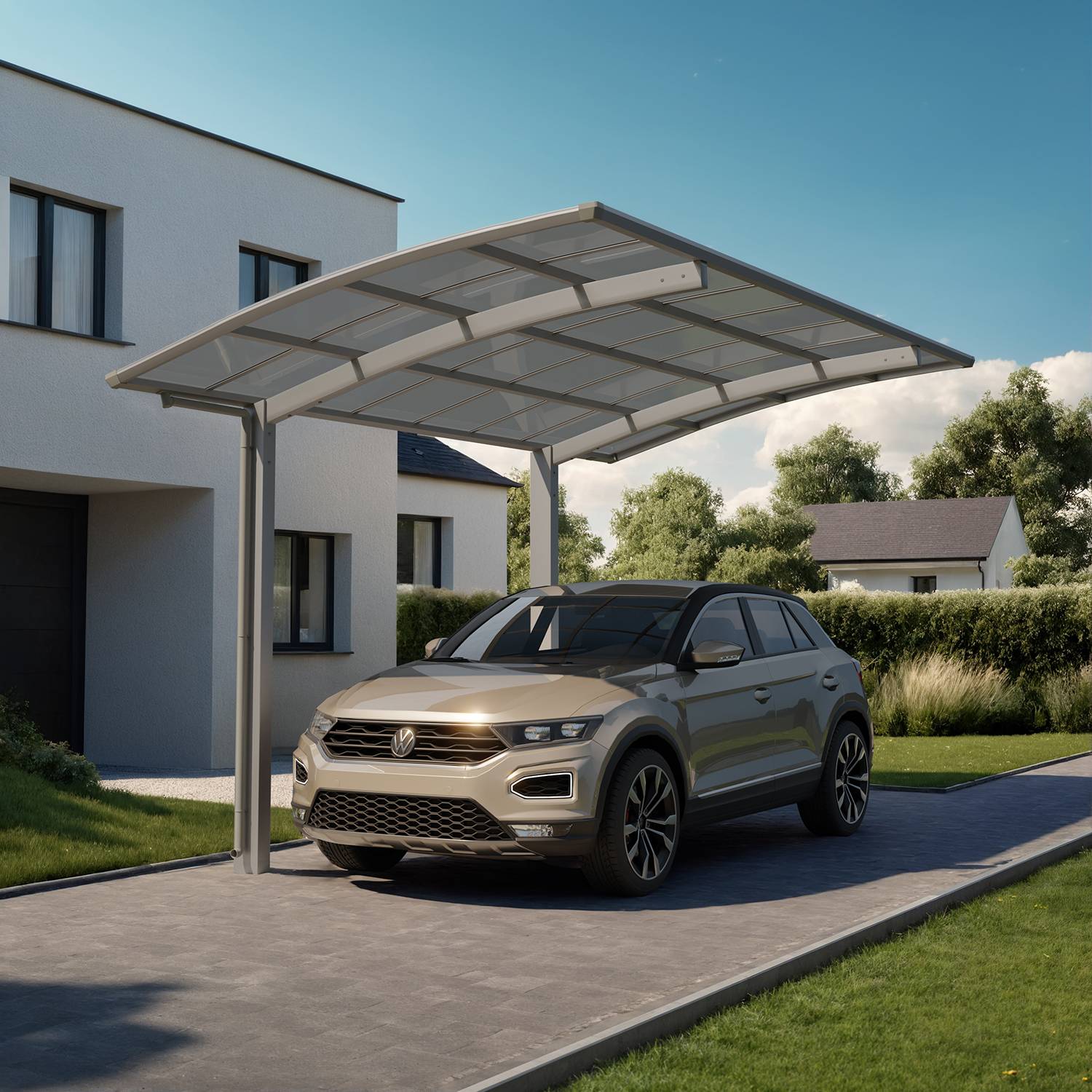 Carport PORTOFORTE Elargi XL + rallongé (16,74m²) Type 60 (charge toiture 75kg/m²) Inox Brillant - XIMAX - Image 2