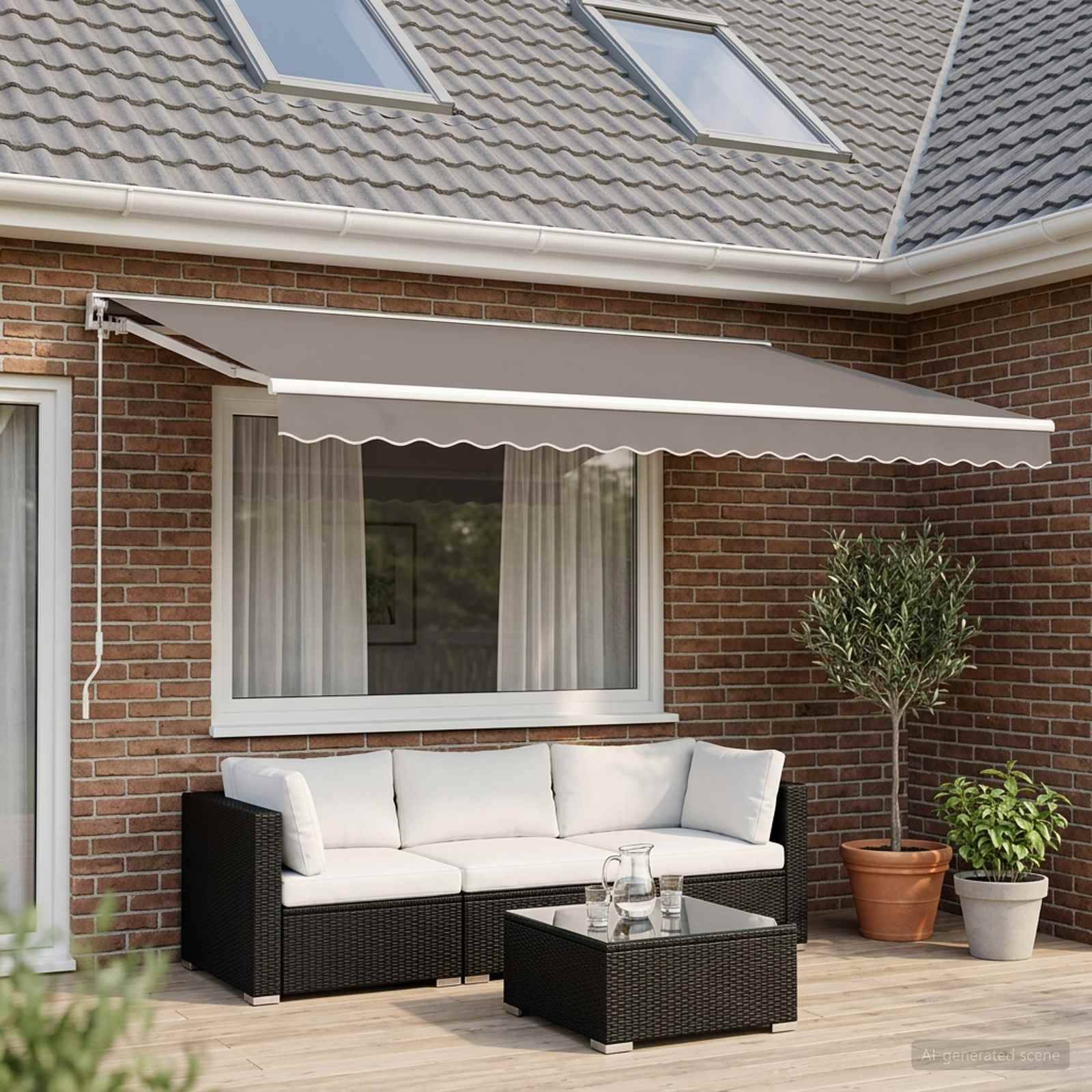 Vidaxl - Toile de rechange pour store banne 6x3,5 m Gris clair Polyester vidaXL 42000595 - Image 1