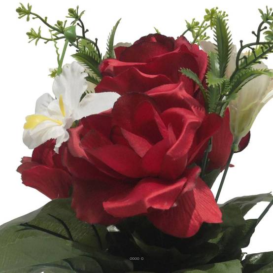 Pot pour les Tombes de Rose, Alstromeria et Orchidée artificiels pour la Toussaint Rouge - couleur: Rouge - Image 3