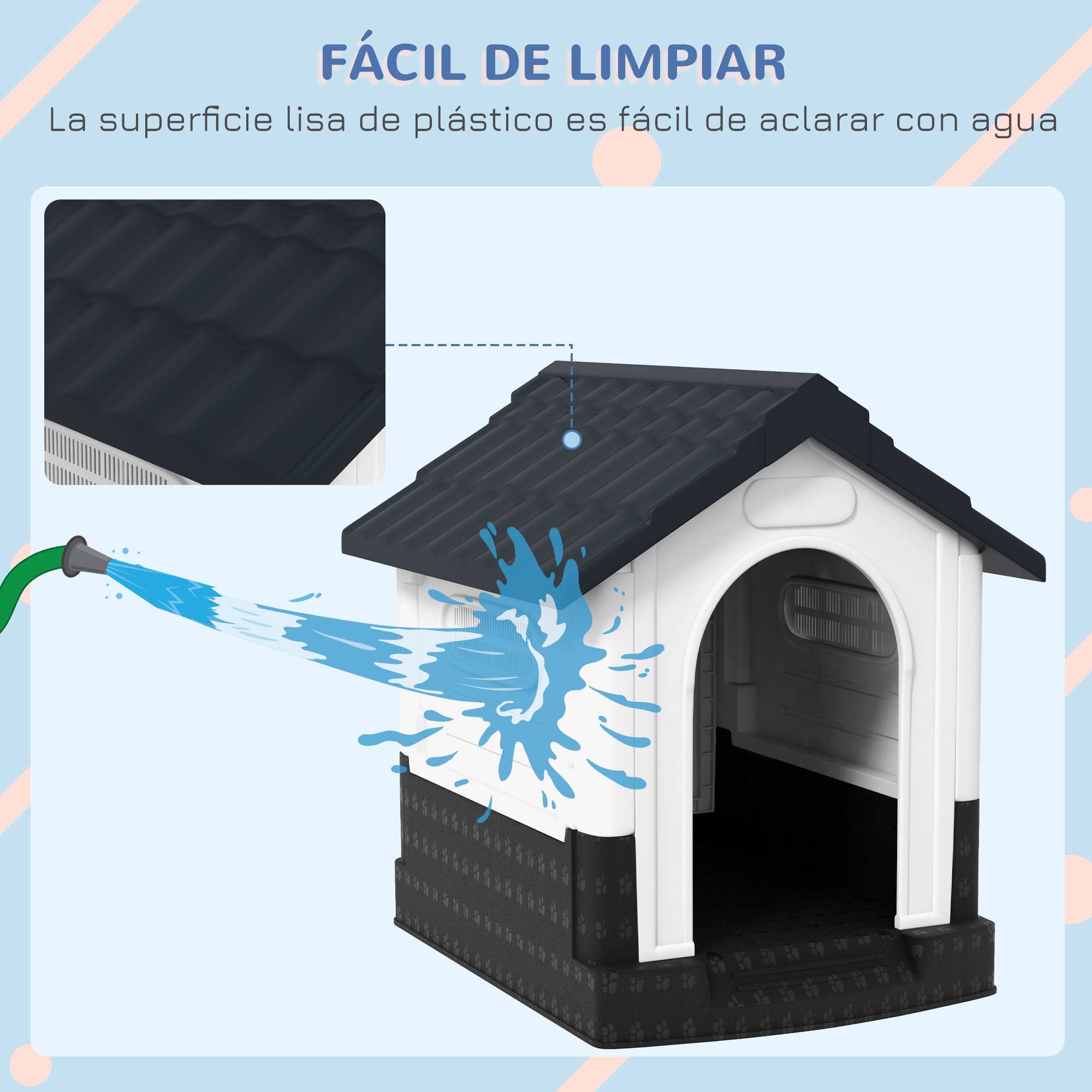 Niche mini extérieure en plastique, 3 fenêtres, base surélevée, toit incliné, 64,5x57x66 cm, gris foncé - Image 7