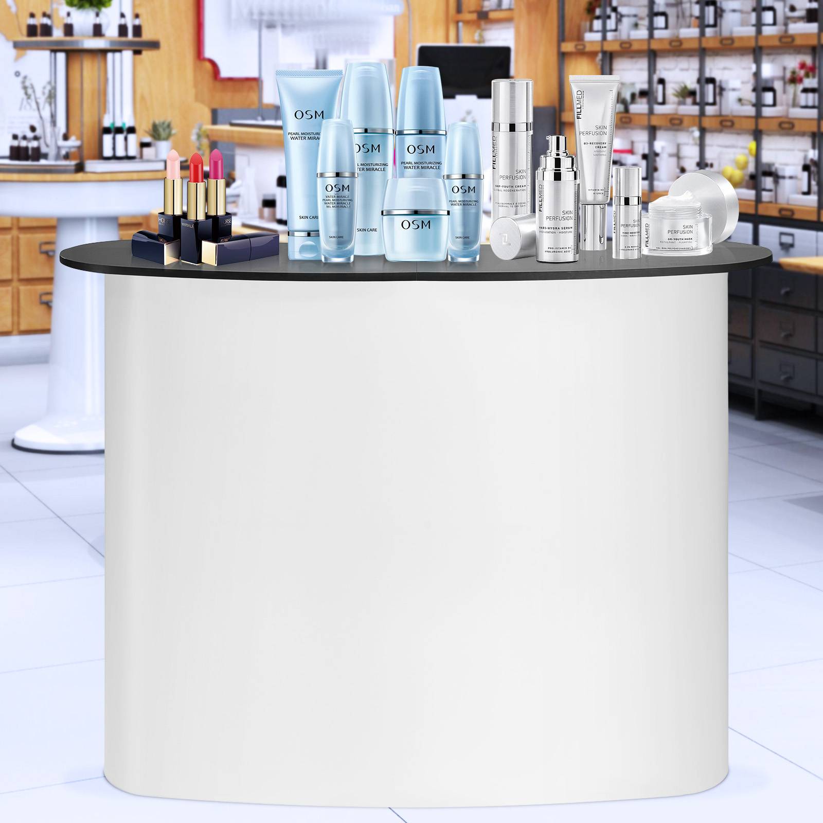 VEVOR Comptoir de stand pliant 130x46.5x95cm avec mur, pour exposition, promotion, avec sac de transport. - Image 8