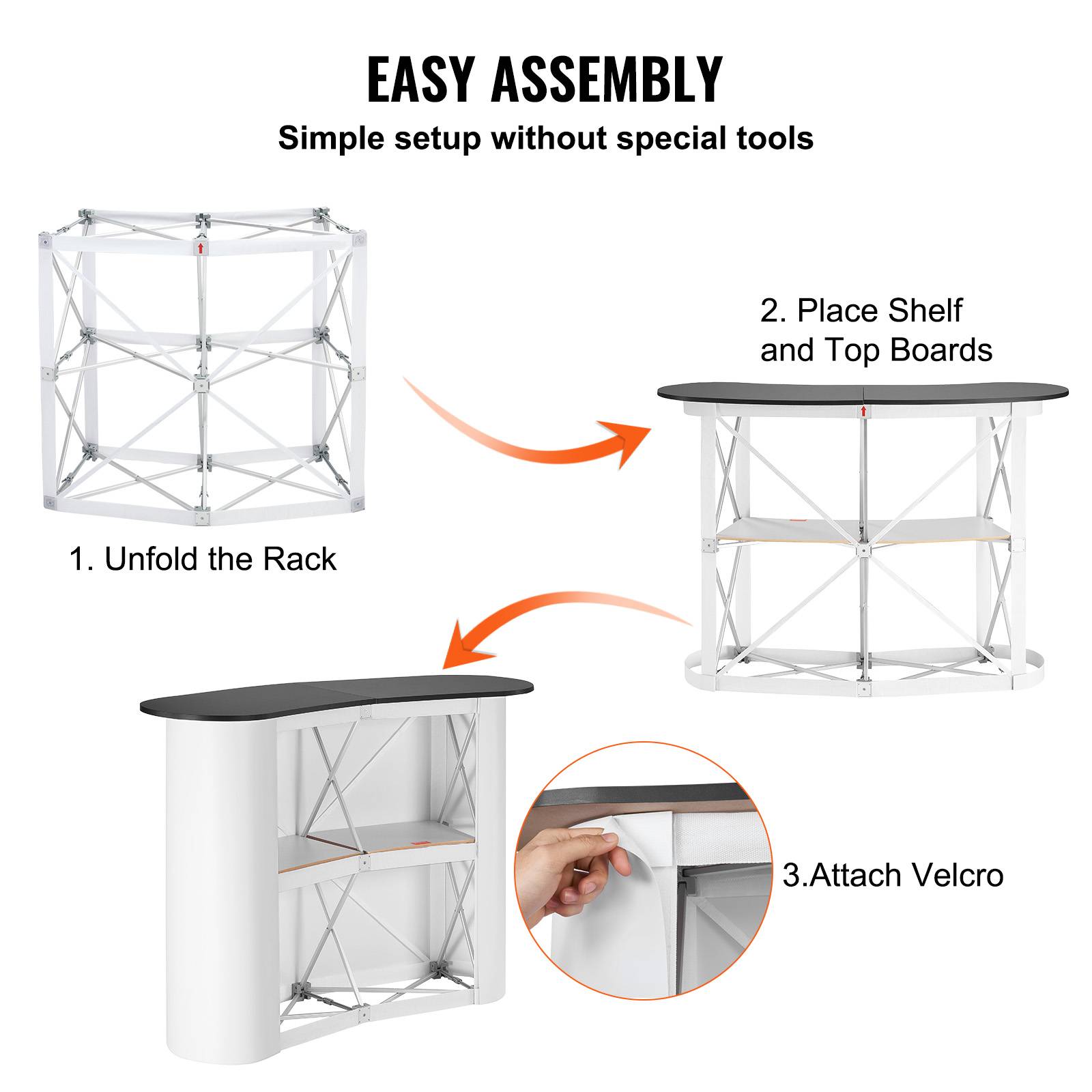 VEVOR Comptoir de stand pliant 130x46.5x95cm avec mur, pour exposition, promotion, avec sac de transport. - Image 4