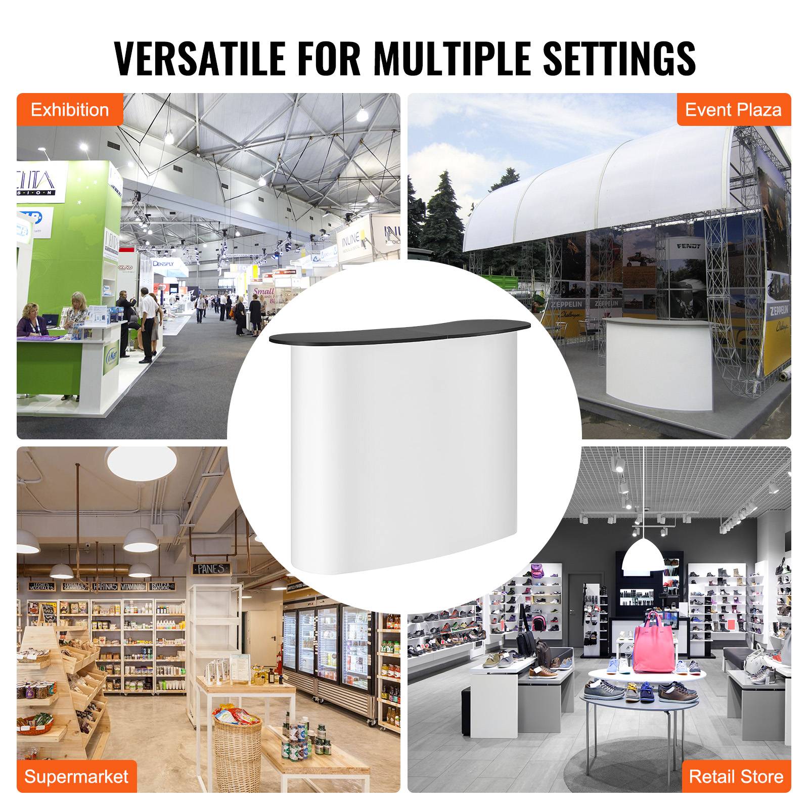 VEVOR Comptoir de stand pliant 130x46.5x95cm avec mur, pour exposition, promotion, avec sac de transport. - Image 5