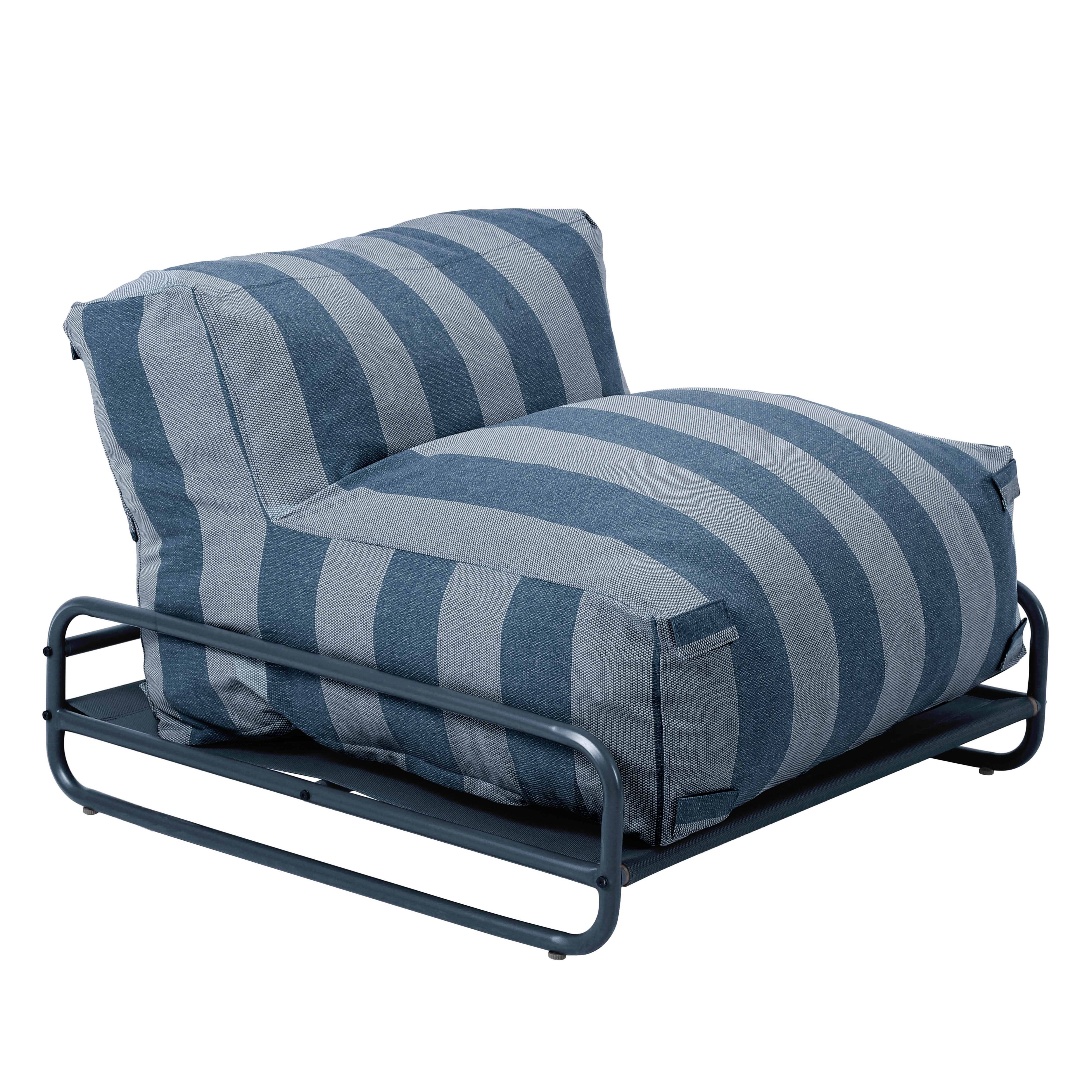 Oviala - Chauffeuse rayée salon de jardin modulable et structure bleu pacific Mixi - Oviala - Image 2