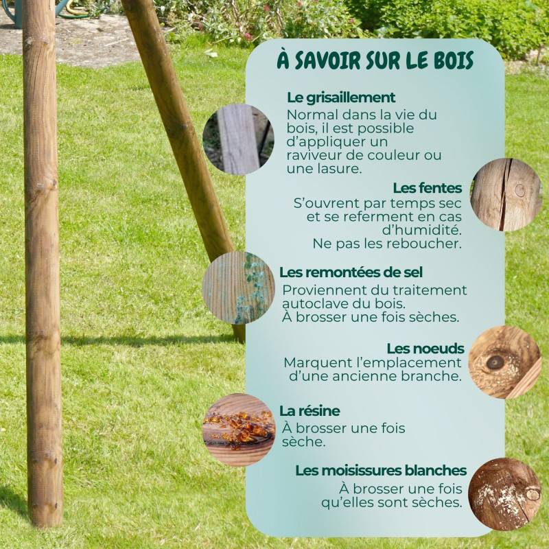 Soulet - Balançoire en bois traité 4 agrès Galdar Boxe - Imagen 10