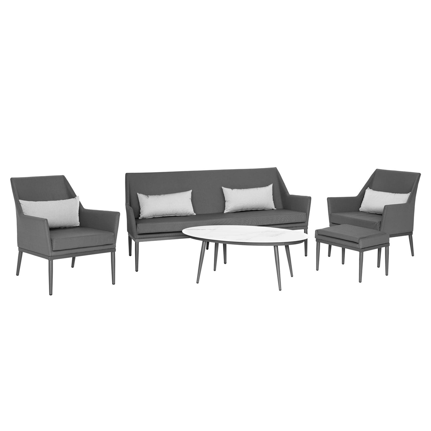 Salon détente avec table en imitation marbre - JARDILINE - Aluminium - Gris anthracite - Imagen 2