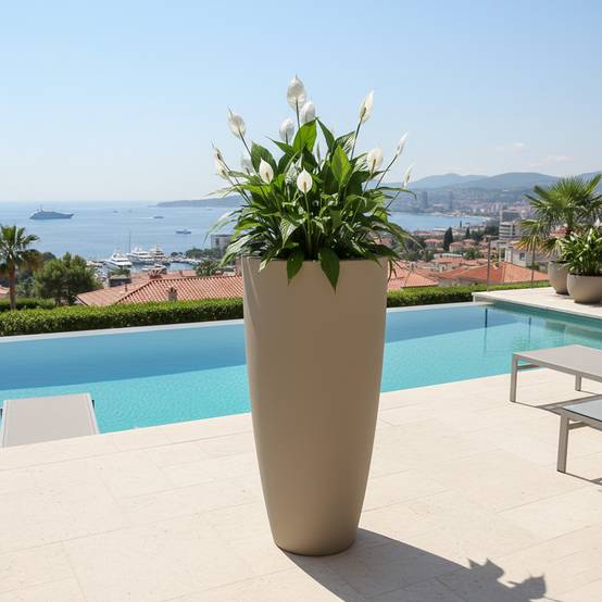 Pot conique 3-en-1 table inox : jardinière, mange-debout et bac à glaçons - plast'up rotomoulage - Image 3