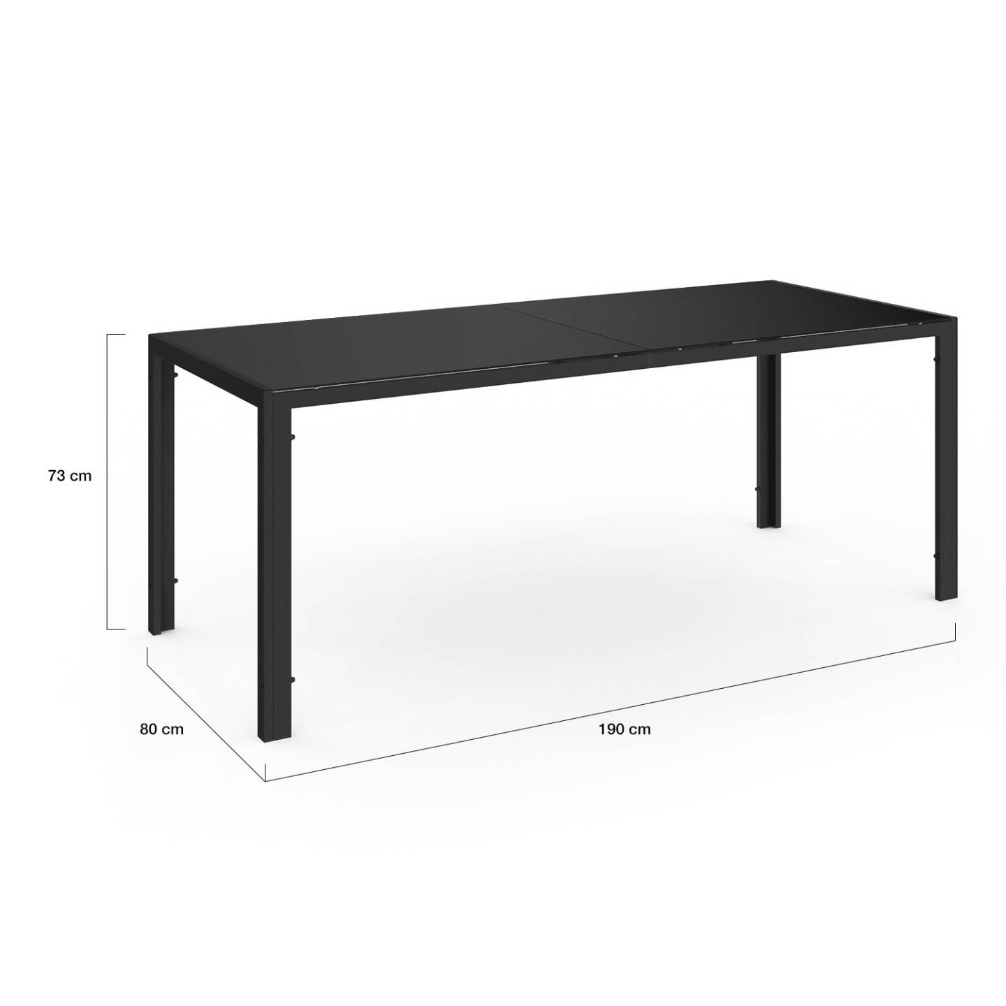 Salon de jardin MADRID table 190 CM et 8 chaises empilables noires - Image 5
