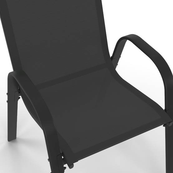 Salon de jardin MADRID table 190 CM et 8 chaises empilables noires - Image 8