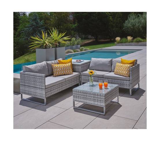 Ozalide - Lot de 2 coussins extérieur 50x30x15 FUTURISTE CUMIN - Image 4