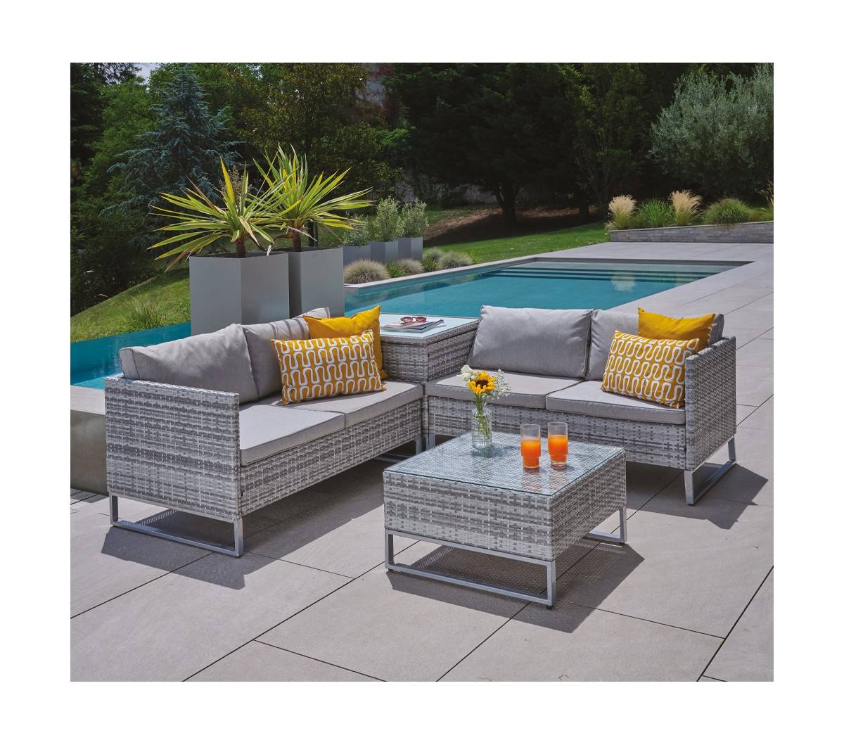 Ozalide - Lot de 2 coussins extérieur  50x30x15  FUTURISTE CUMIN - Imagen 4