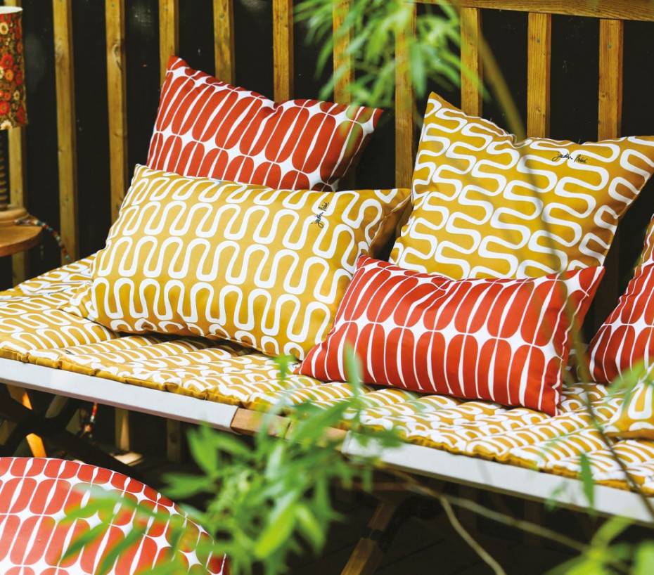Ozalide - Lot de 2 coussins extérieur  50x30x15  FUTURISTE CUMIN - Imagen 2