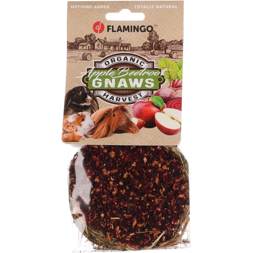 Flamingo - Friandise rouleau de foin avec pomme et betterave ø 9 cmx 6 cm pour rongeur - Imagen 2