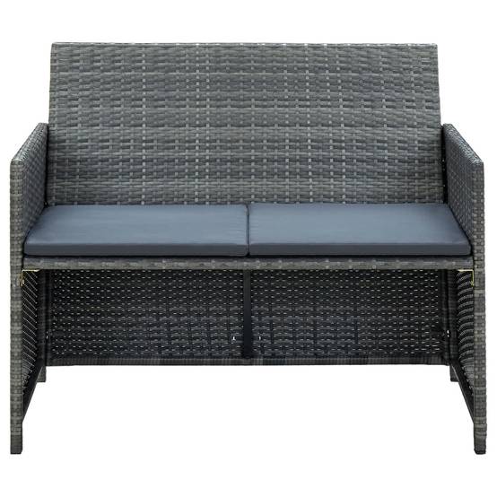 Sofa d'Extérieur 2 Places Résine Tressée Grise Coussins Épais Confortables pour Salon de Jardin – ComfortXL Outdoor Living - Image 2