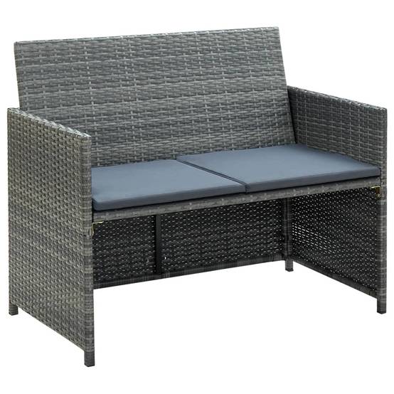 Sofa d'Extérieur 2 Places Résine Tressée Grise Coussins Épais Confortables pour Salon de Jardin – ComfortXL Outdoor Living - Image 1