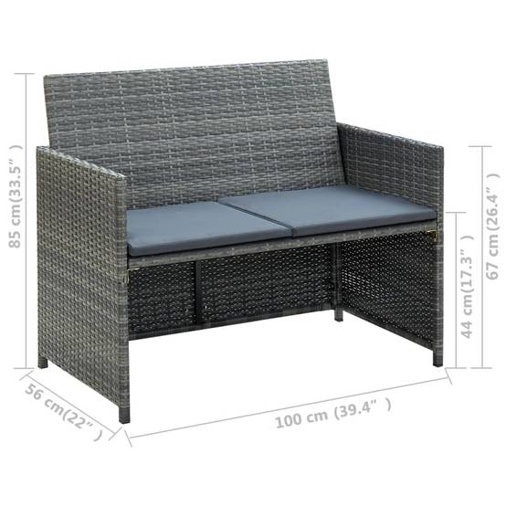 Sofa d'Extérieur 2 Places Résine Tressée Grise Coussins Épais Confortables pour Salon de Jardin – ComfortXL Outdoor Living - Image 4