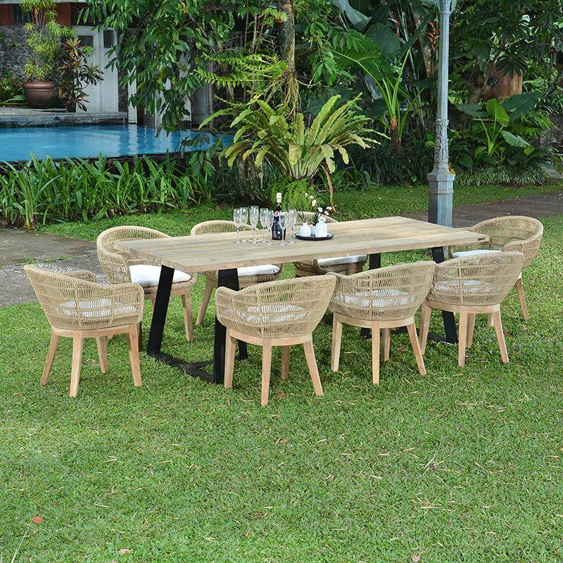 Table métal anthracite et teck recyclé 240 x 100 cm Orsay - Gecko Jardin - Imagen 7