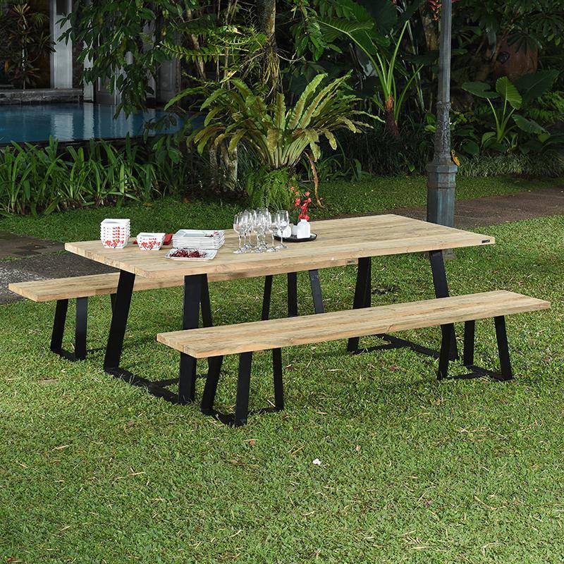 Table métal anthracite et teck recyclé 240 x 100 cm Orsay - Gecko Jardin - Imagen 5