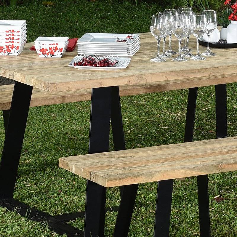 Table métal anthracite et teck recyclé 240 x 100 cm Orsay - Gecko Jardin - Imagen 3