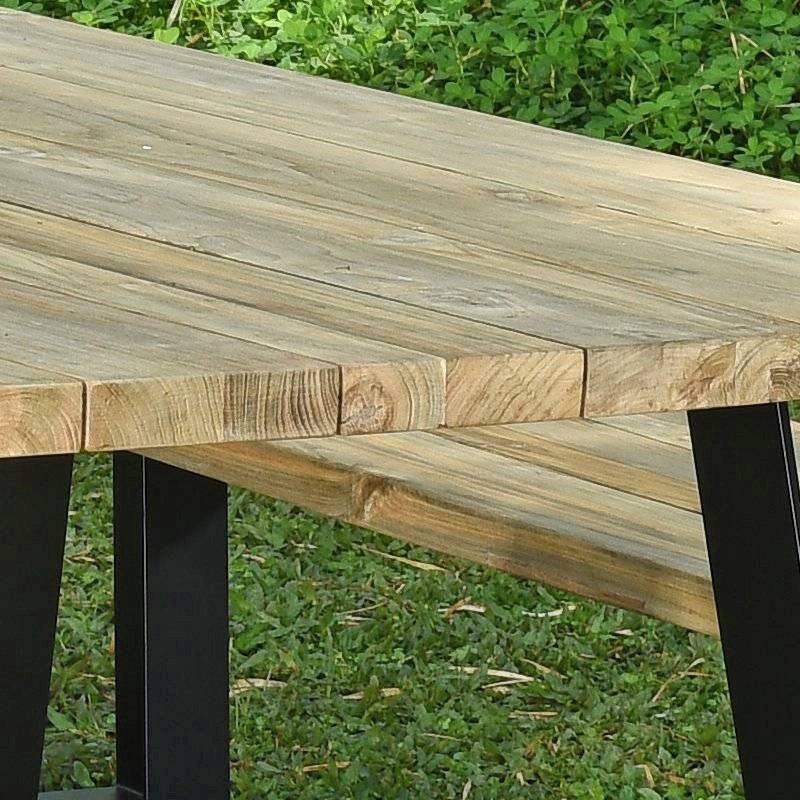 Table métal anthracite et teck recyclé 240 x 100 cm Orsay - Gecko Jardin - Imagen 4