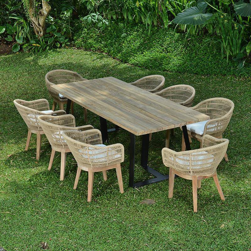 Table métal anthracite et teck recyclé 240 x 100 cm Orsay - Gecko Jardin - Imagen 6