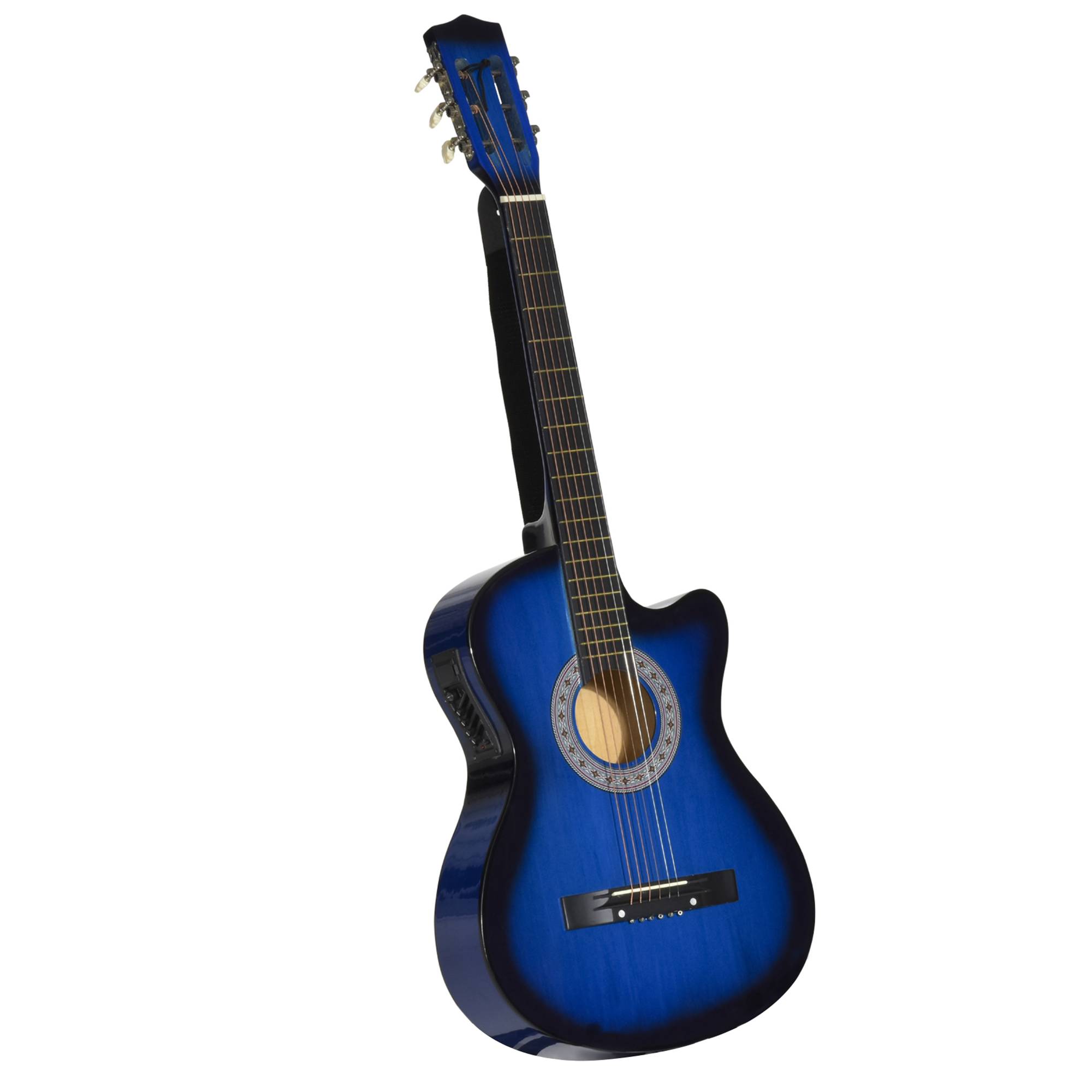 Pack guitare électrique kit guitare électrique avec sac, sangle, corde, médiators, câble, 96,5x35,8x8,5cm, bleu et noir - Image 1