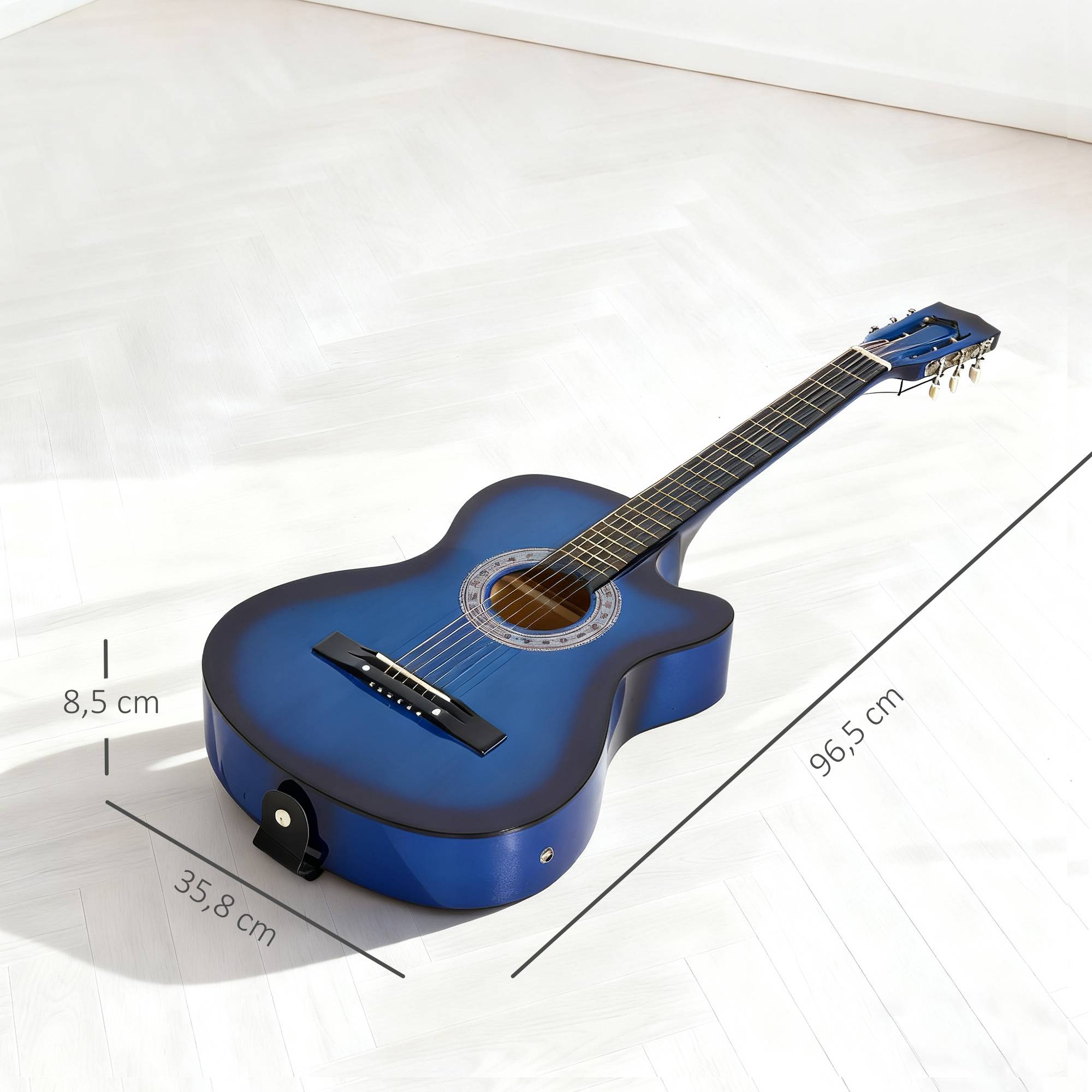 Pack guitare électrique kit guitare électrique avec sac, sangle, corde, médiators, câble, 96,5x35,8x8,5cm, bleu et noir - Image 5