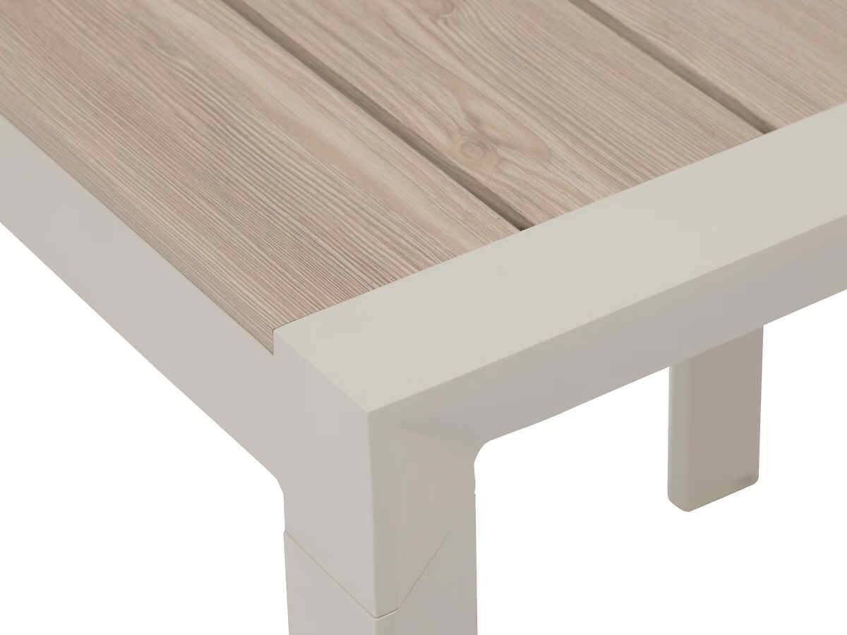 Hesperide - Table de jardin carrée alu Evasion 2 places effet bois Lin et argile + 2 fauteuils Piazza - Hespéride - Image 4