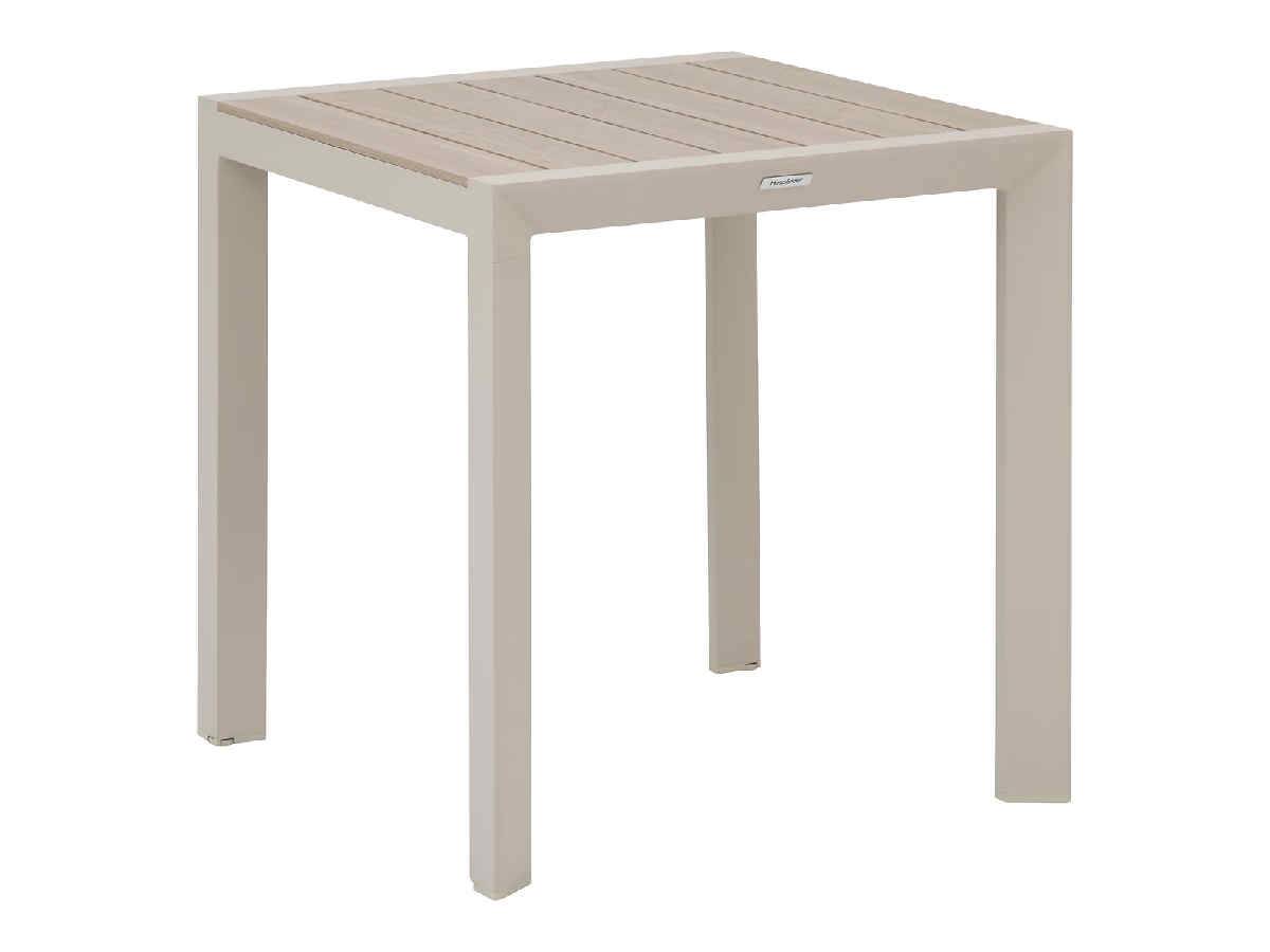 Hesperide - Table de jardin carrée alu Evasion 2 places effet bois Lin et argile + 2 fauteuils Piazza - Hespéride - Image 3
