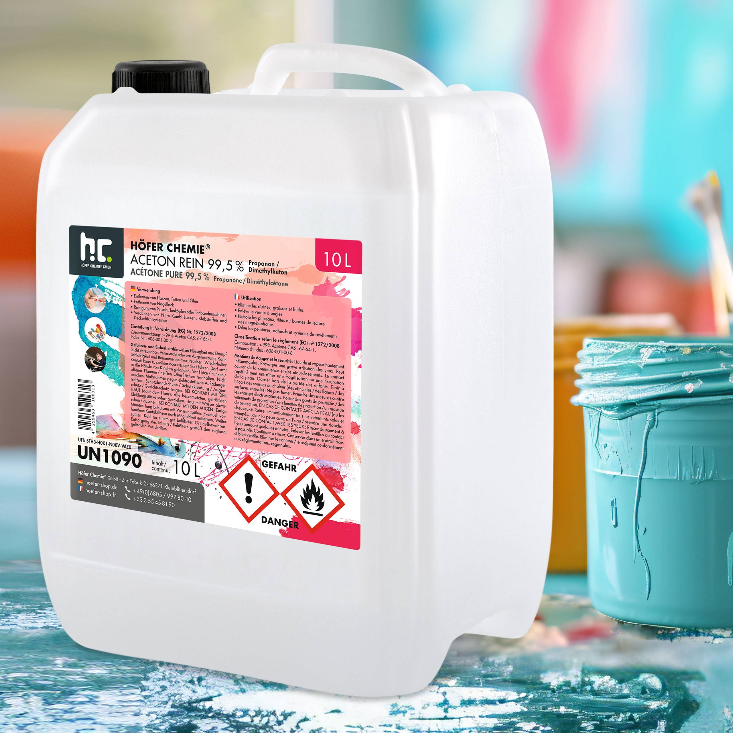 Acétone pur 99,5% Höfer Chemie® en bidon de 10 L x 1 - Image 4