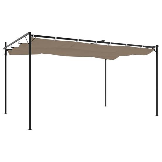 ComfortXL - Pergola Autoportante Aluminium Toit Rétractable Anti-UV 4x3 m Taupe Jardin - ComfortXL Outdoor Living - Image 5