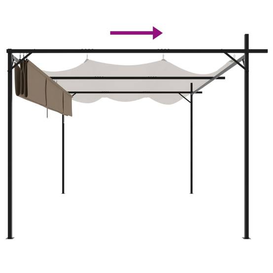 ComfortXL - Pergola Autoportante Aluminium Toit Rétractable Anti-UV 4x3 m Taupe Jardin - ComfortXL Outdoor Living - Image 6