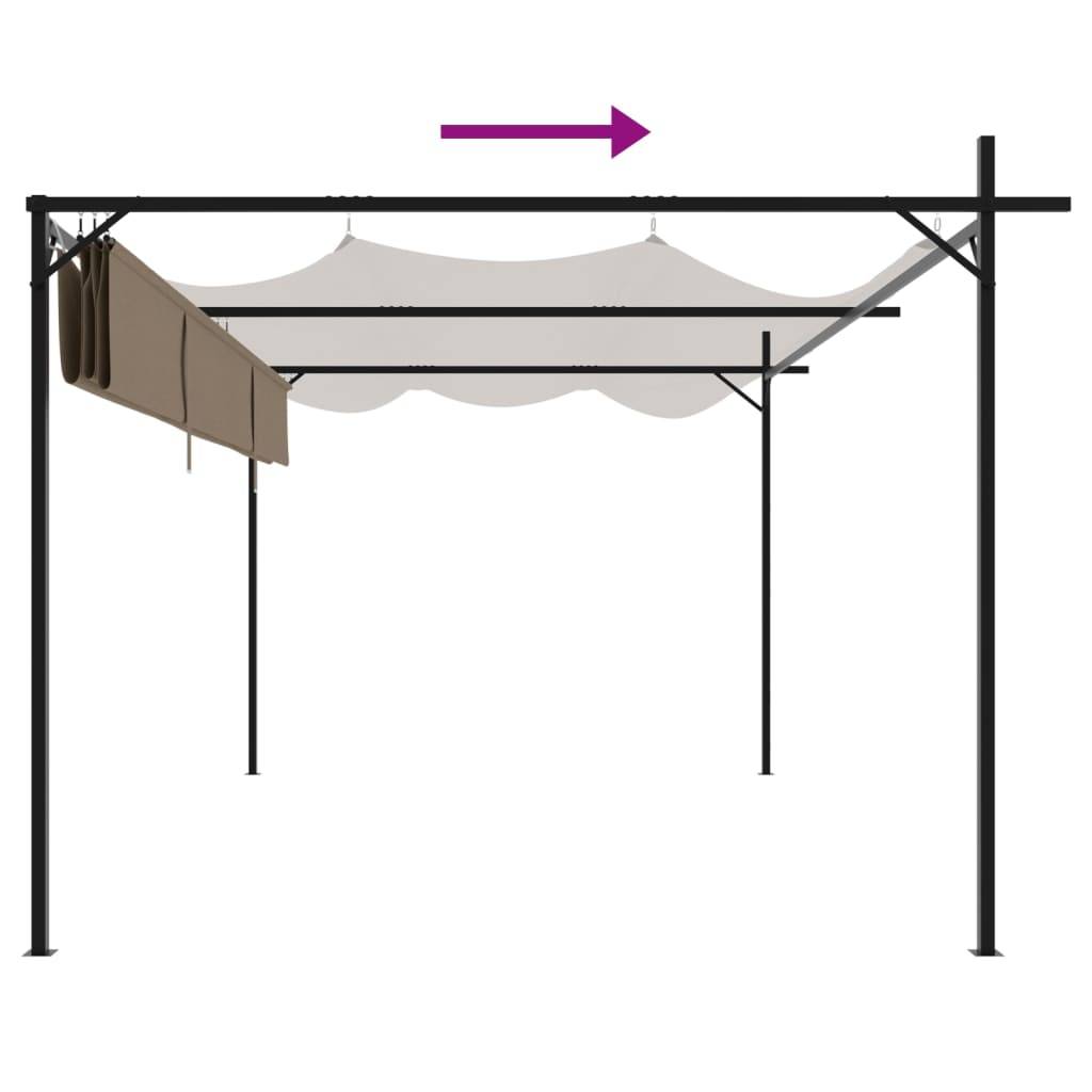 ComfortXL - Pergola Autoportante Aluminium Toit Rétractable Anti-UV 4x3 m Taupe Jardin - ComfortXL Outdoor Living - Image 6