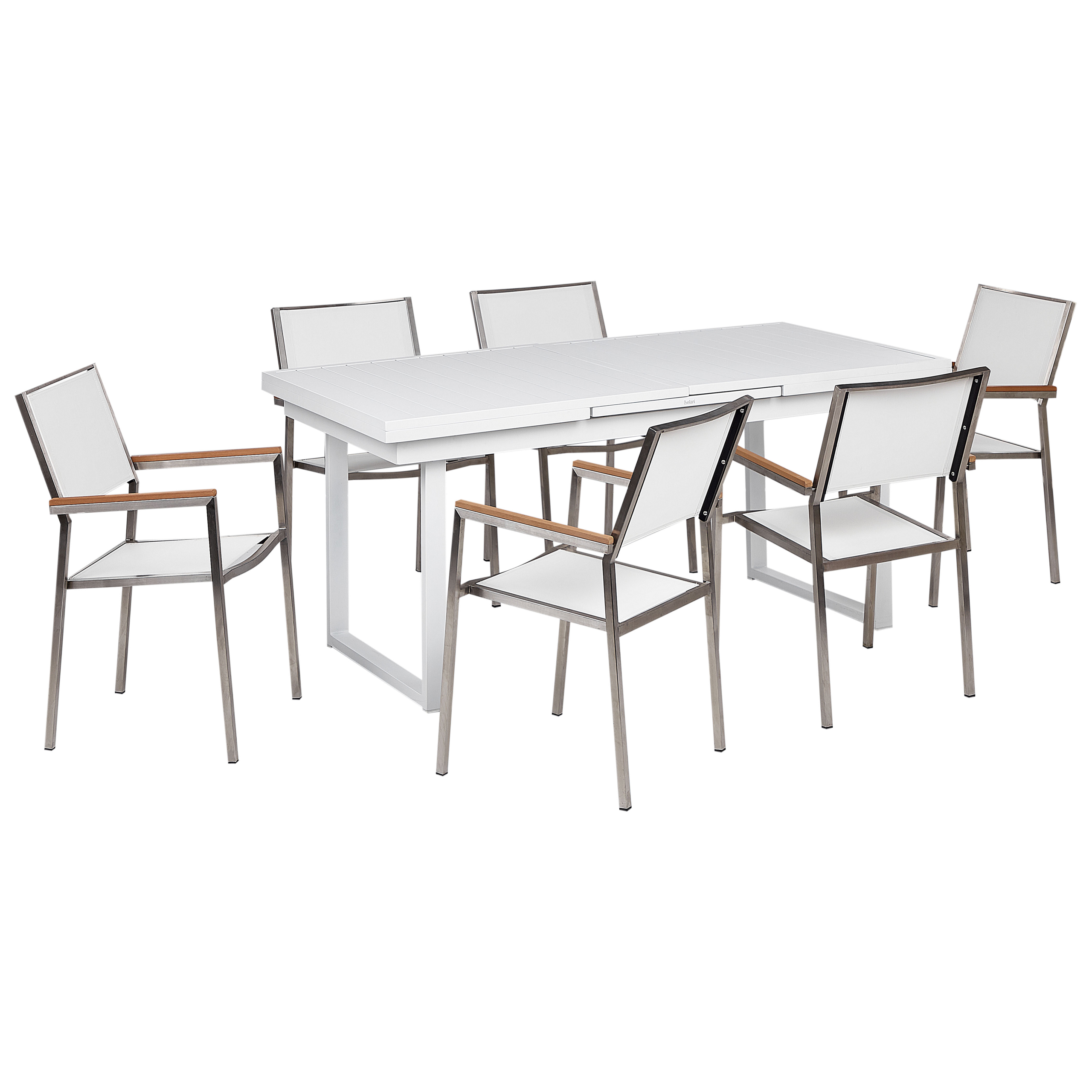 Beliani - Set de salle à manger, 6 Personnes Aluminium Blanc VALCANETTO/GROSSETO - Beliani - Imagen 2