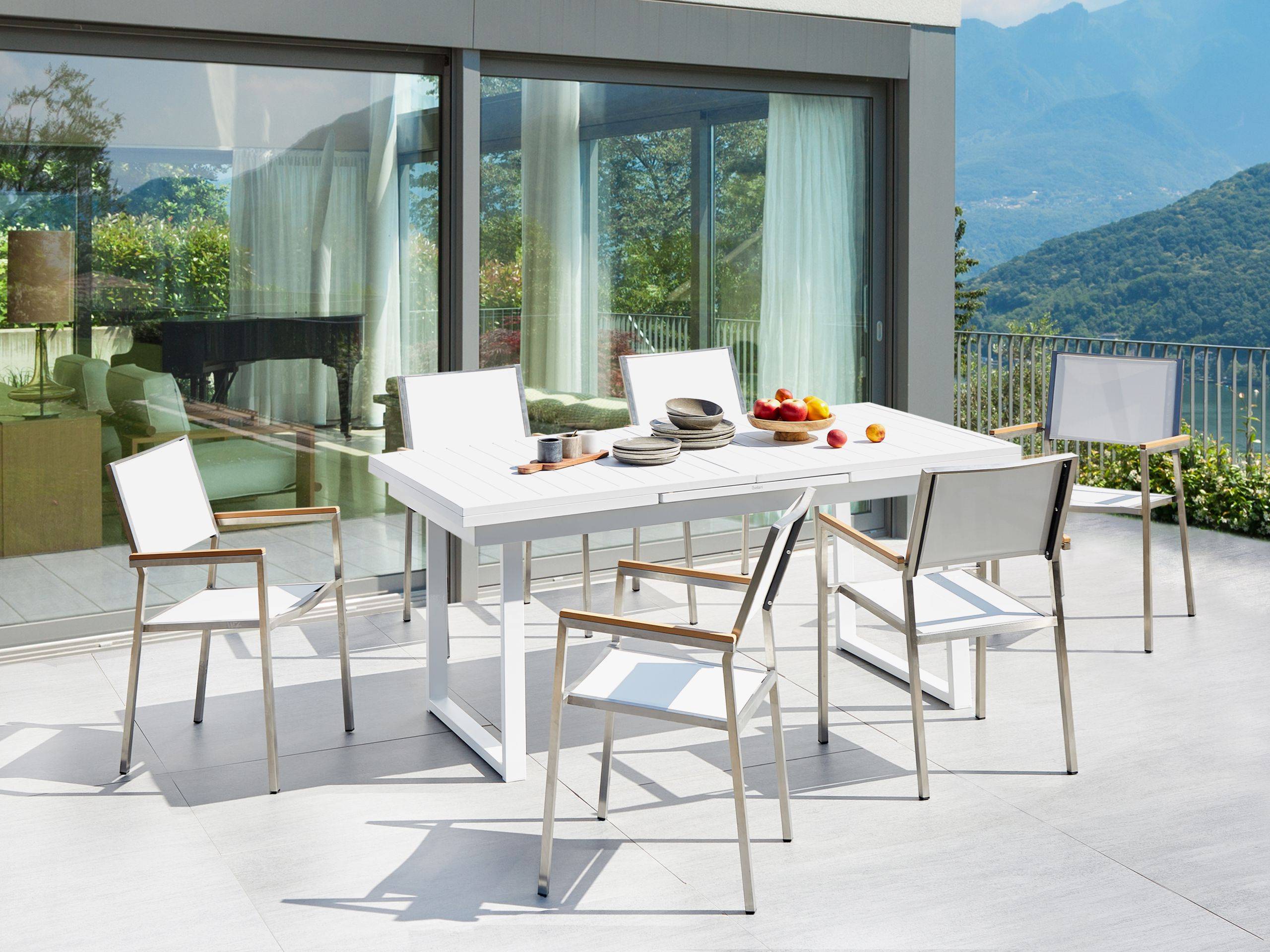 Beliani - Set de salle à manger, 6 Personnes Aluminium Blanc VALCANETTO/GROSSETO - Beliani - Imagen 1