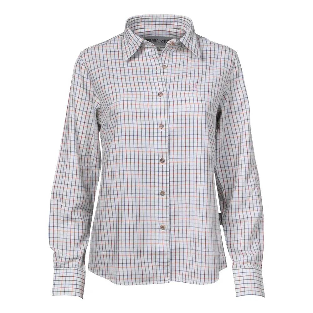 Chemise femme élégante carreaux coton ocre XS à 2XL Percussion - Image 1