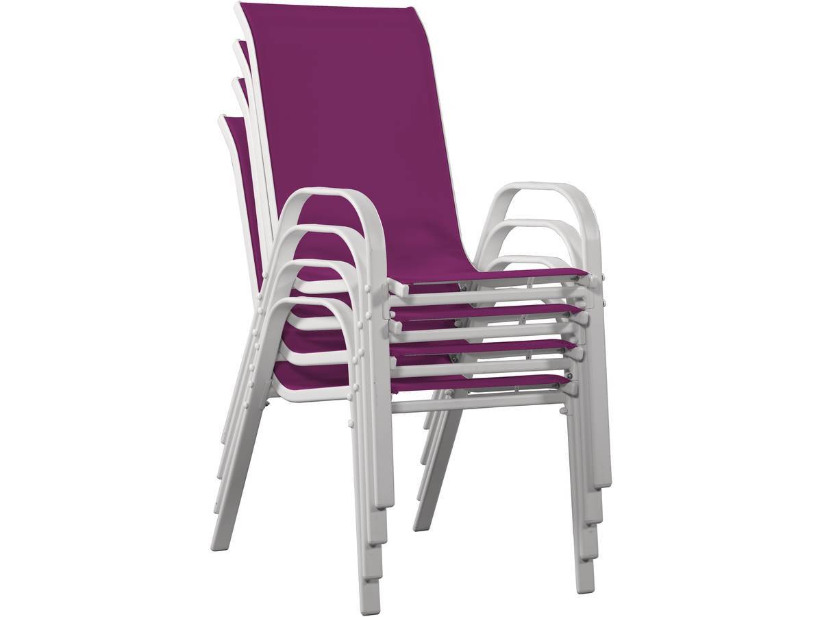 Fauteuil Jardin Textilène "cordoba" - Phoenix - Rose - Lot De 4 -habitat Et Jardin - Imagen 4