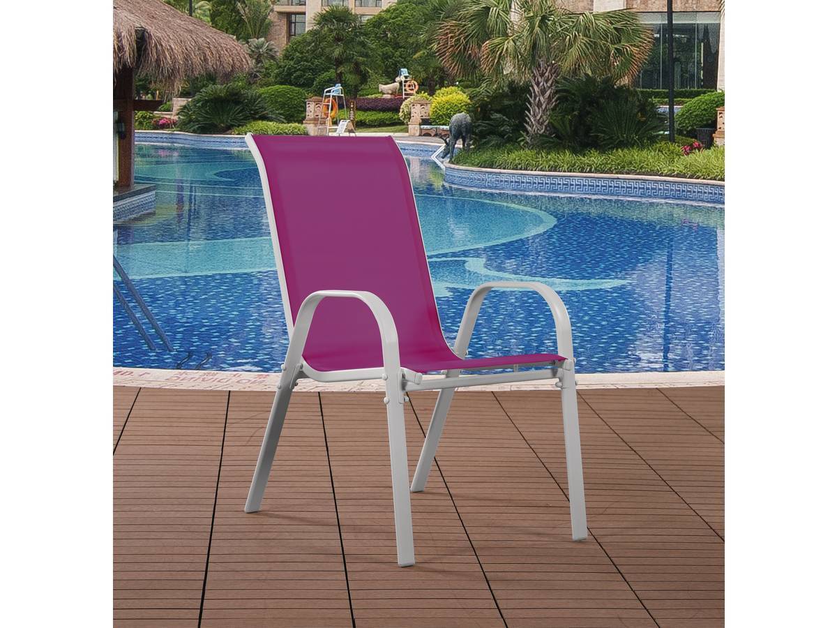 Habitat Et Jardin - Fauteuil Jardin Textilène "cordoba" - Phoenix - Rose - Lot De 4 -habitat Et Jardin - Imagen 3