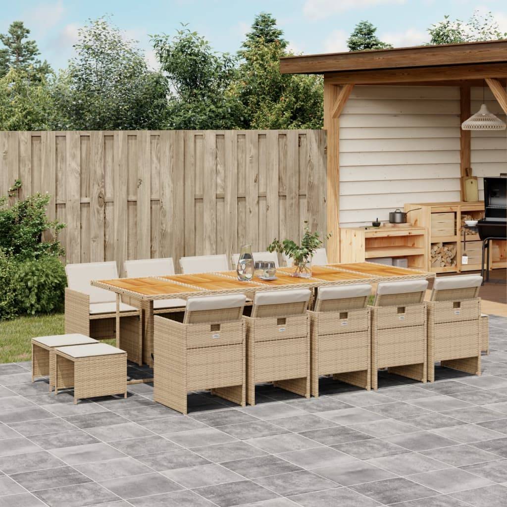 ComfortXL - Salon de Jardin Encastrable 14 Places, Table 275cm Plateau Bois, Résine Tressée Beige et Coussins – ComfortXL Outdoor Living - Image 1
