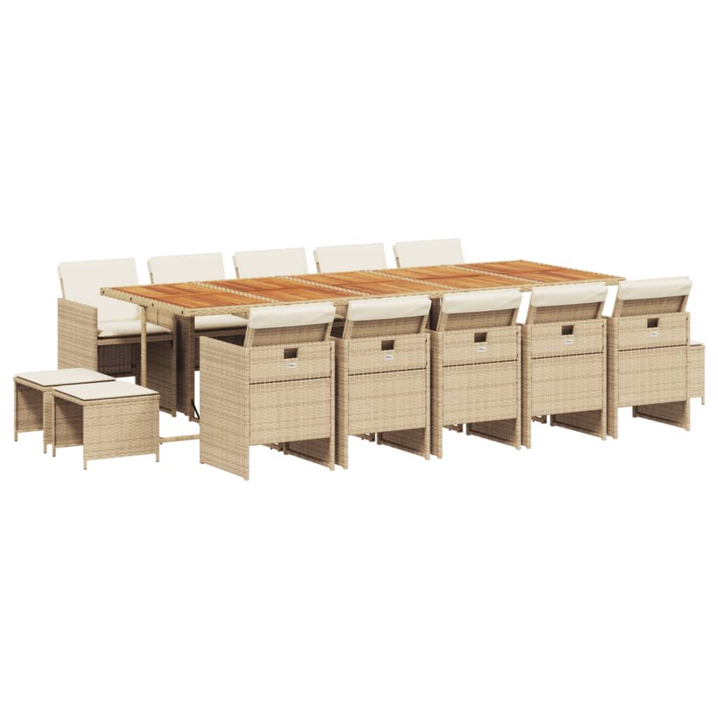 ComfortXL - Salon de Jardin Encastrable 14 Places, Table 275cm Plateau Bois, Résine Tressée Beige et Coussins – ComfortXL Outdoor Living - Image 2