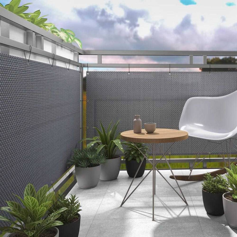 Rattan Art - Brise-vue en résine tressée avec oeillets métalliques coloris anthracite 1 x 5 m - Imagen 2