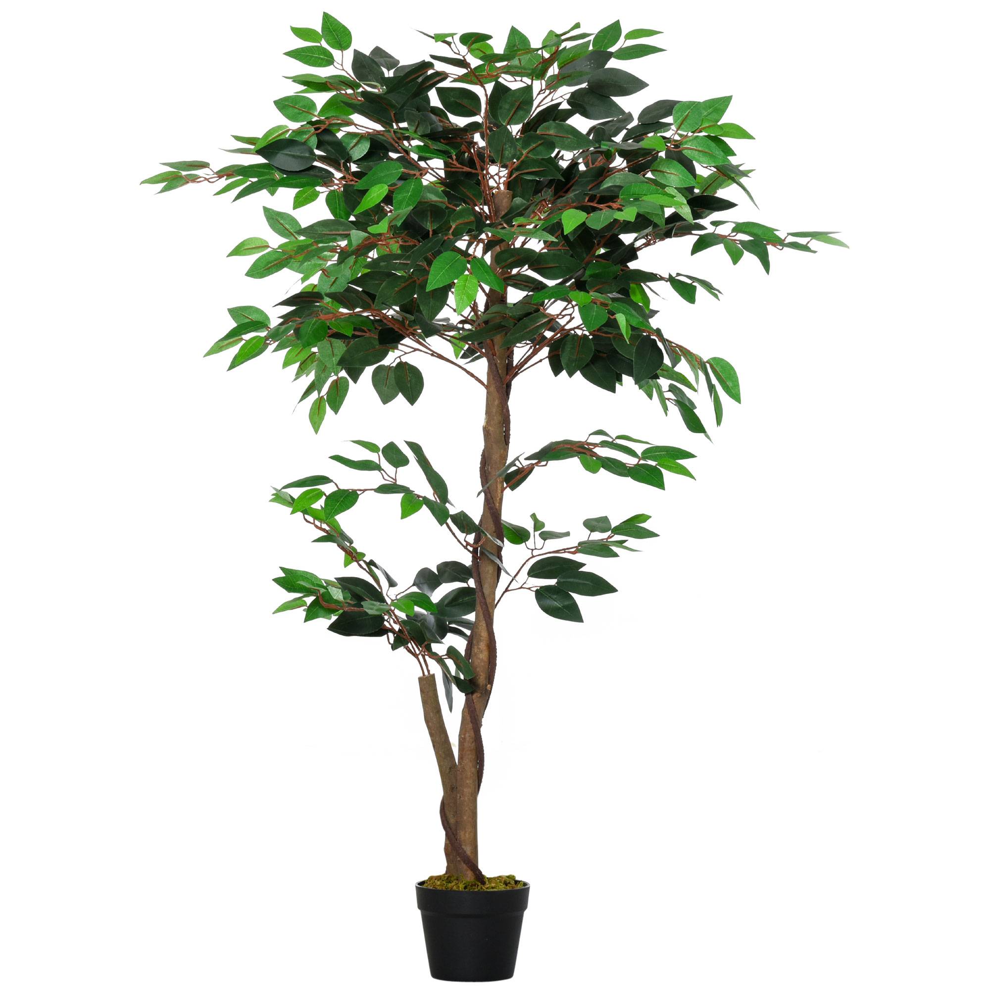 Ficus artificiel plastique décoration intérieur tronc naturel forme ajustable 120cm - ComfortXL Outdoor Living - Image 2