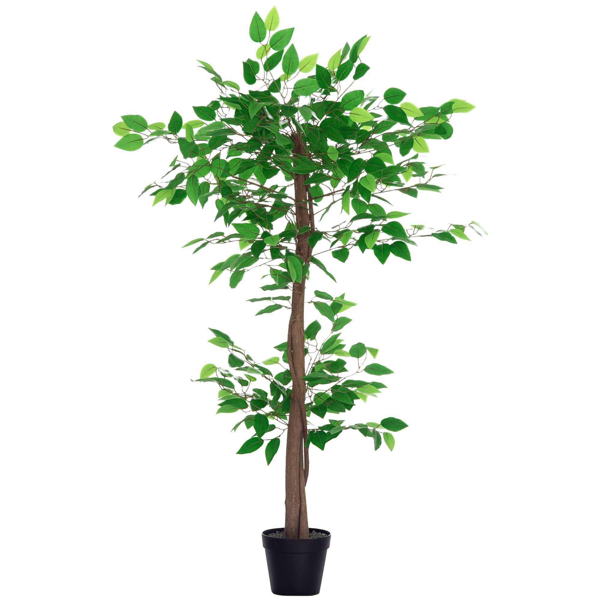 Ficus artificiel plastique décoration intérieur tronc naturel forme ajustable 120cm - ComfortXL Outdoor Living - Image 1