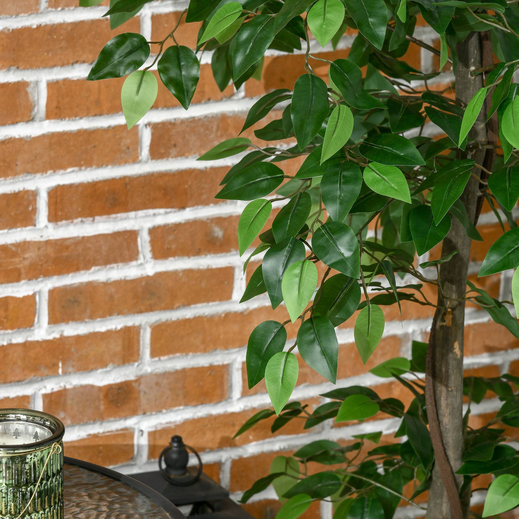 Ficus artificiel plastique décoration intérieur tronc naturel forme ajustable 120cm - ComfortXL Outdoor Living - Image 10